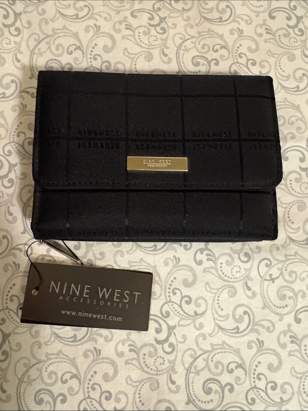 Nine West Black Fold-Over Wallet with Zip Coin Pocket